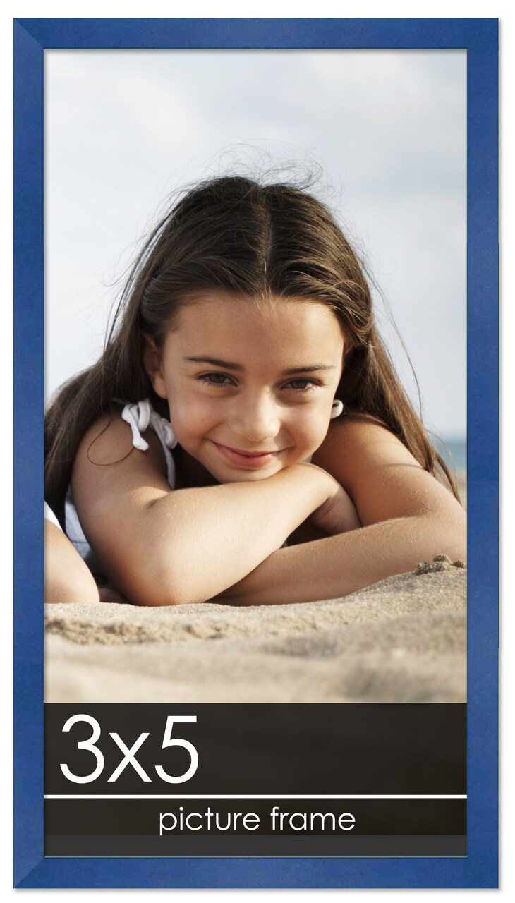 Photo Size Classic Modern Blue Frame - UV Acrylic, Foam Board Backing, Hanging Hardware